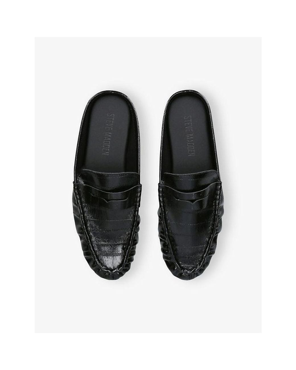 Steve Madden Black Rafe Faux-Leather Mules