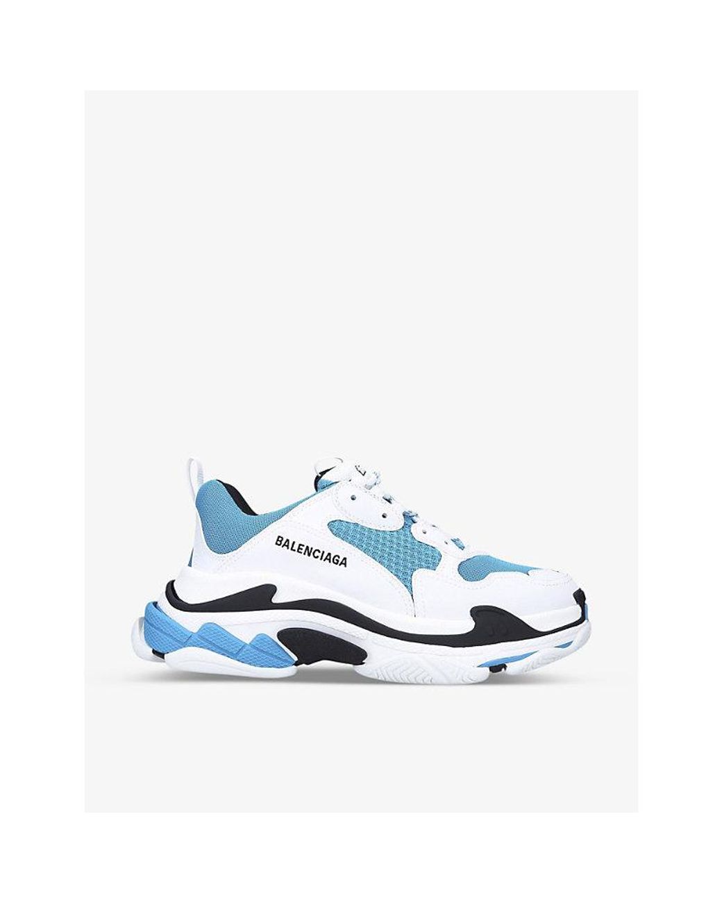 Balenciaga Triple S Leather And Mesh Mid top Trainers in Blue for