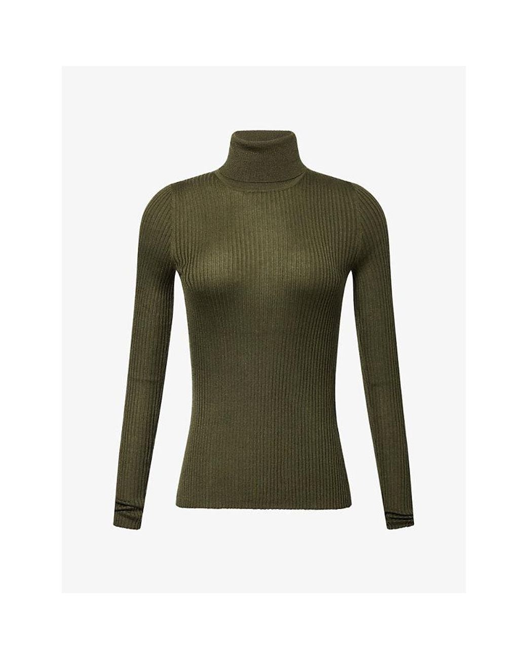 Gabriela Hearst Green Peppe Turtleneck Knit Cashmere Silk Top