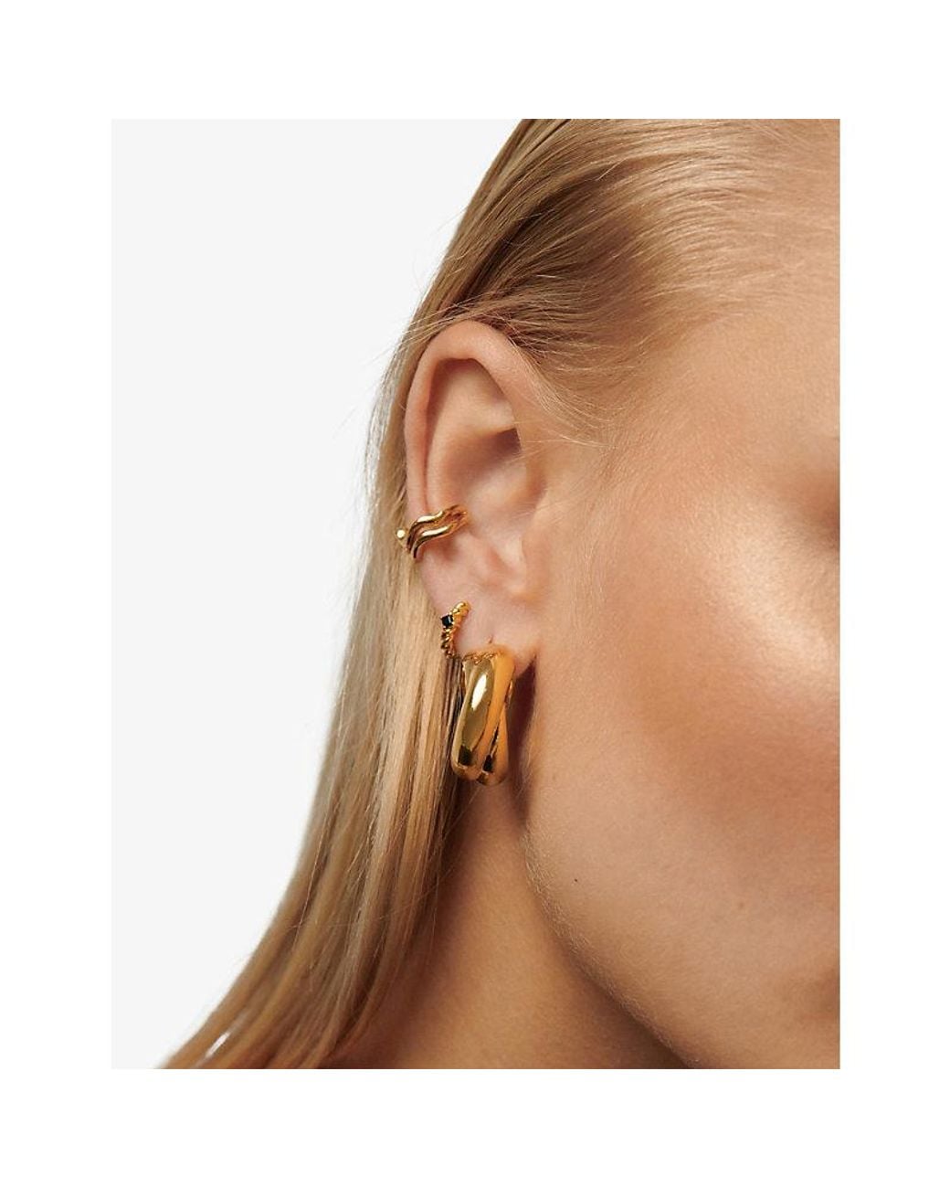 Missoma Metallic Lucy Williams X Chunky Medium Entwine 18Ct-Plated Brass Hoop Earrings