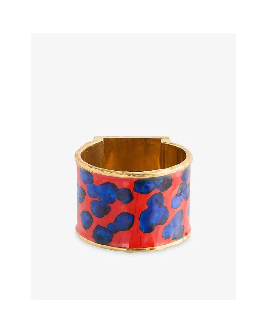 Dries Van Noten Red Handmade Painted Brass And Enamel Cuff Bracelet