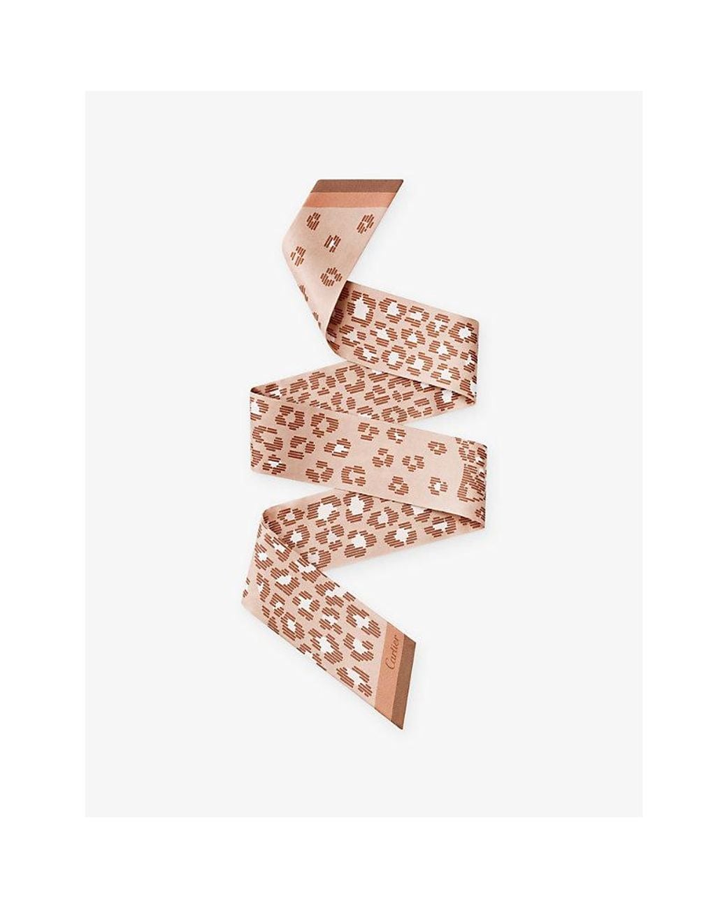 Cartier White Panthère Reflected Double-Side 90 Silk-Twill Scarf