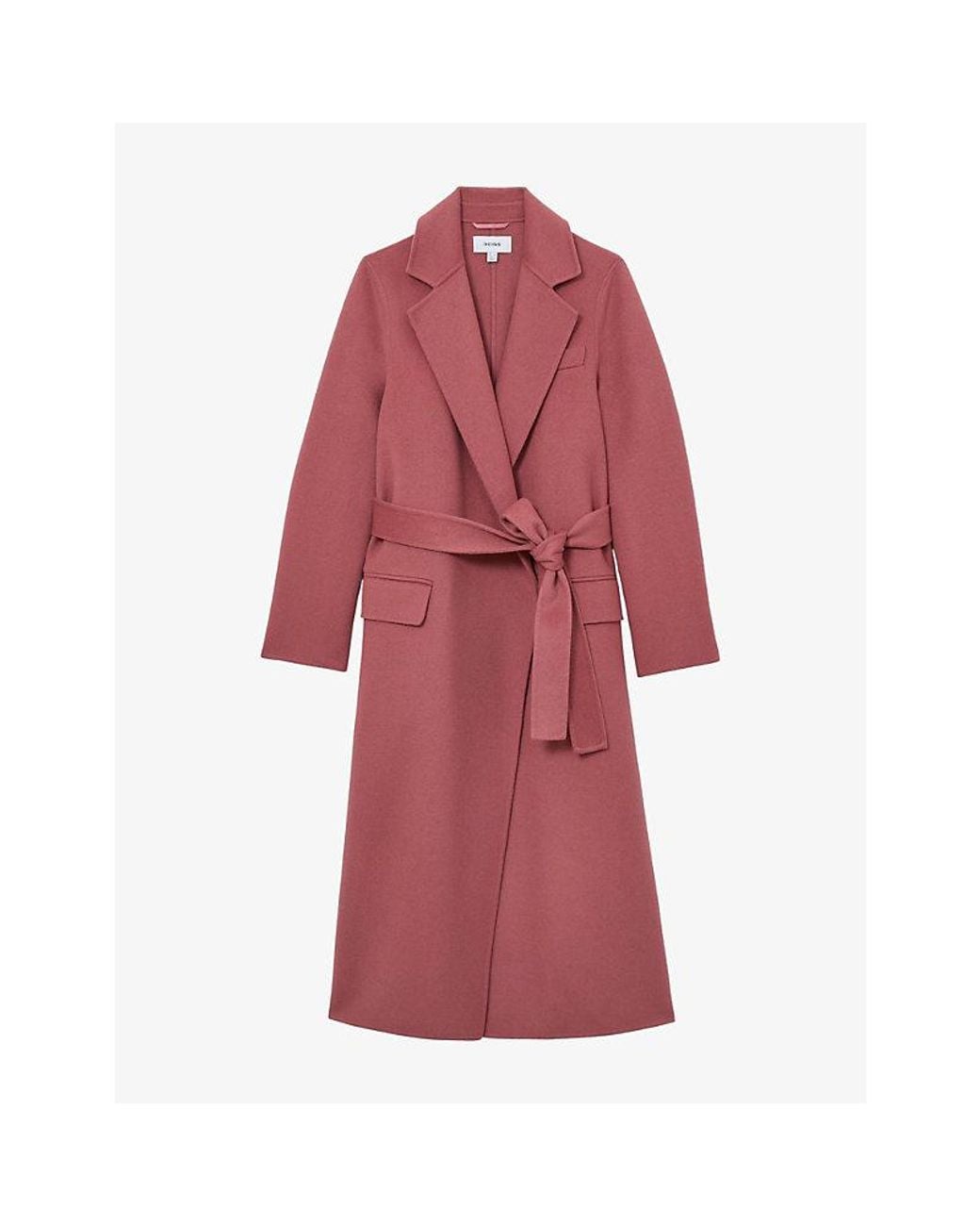 Reiss Red Marlowe Longline Double-Breasted Wool-Blend Coat
