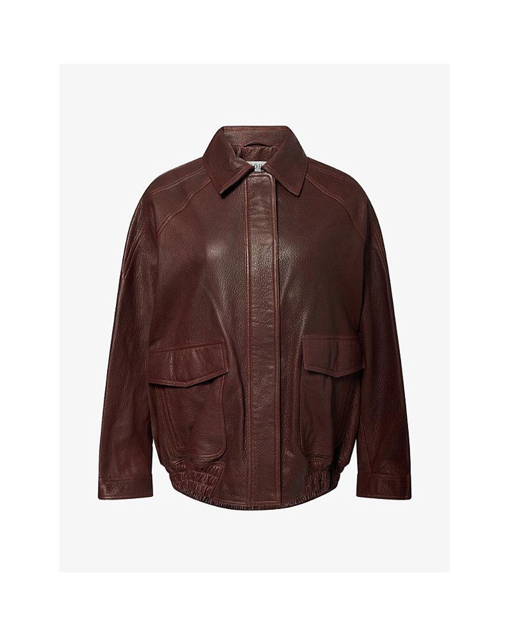 RÓHE Frames Brown Grain Aviator Leather Jacket