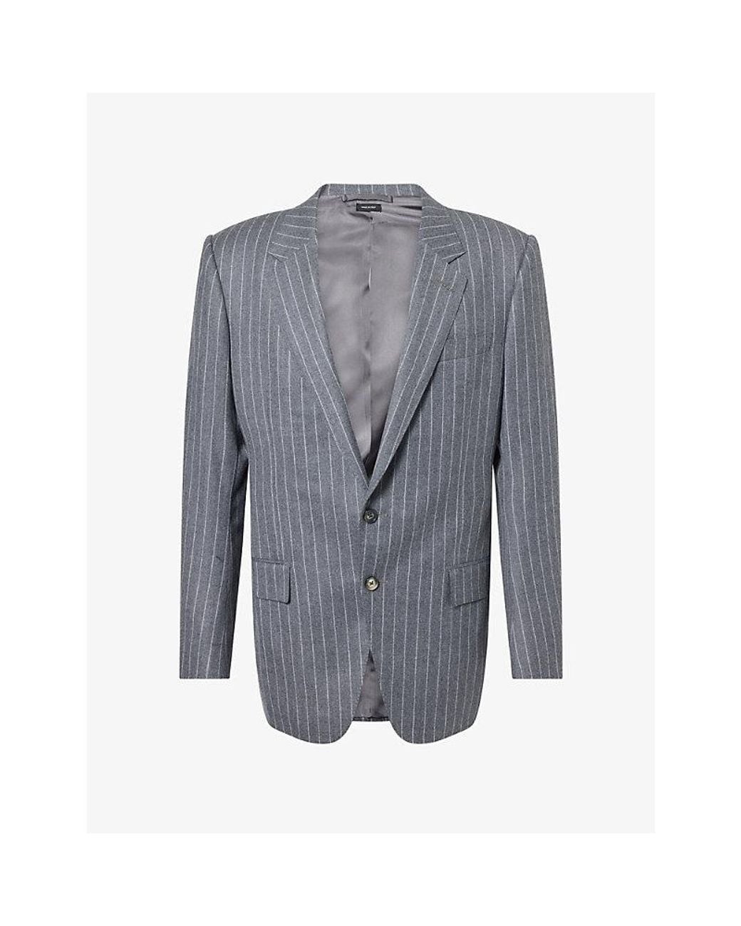 Tom Ford Blue Pinstripe Single-Breasted Suit Wool Blazer for men