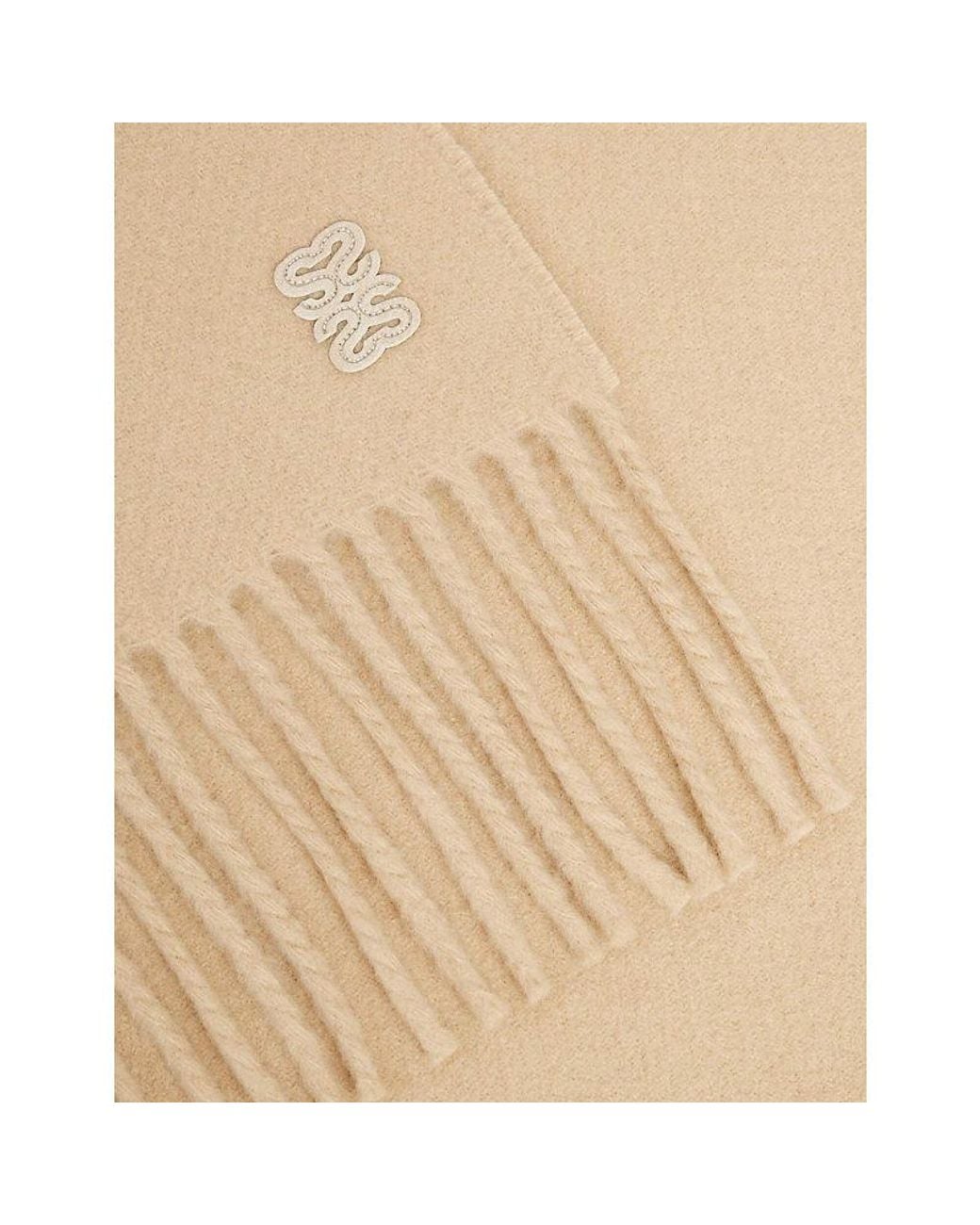 Sandro Natural Fringed Wool And Alpaca Scarf