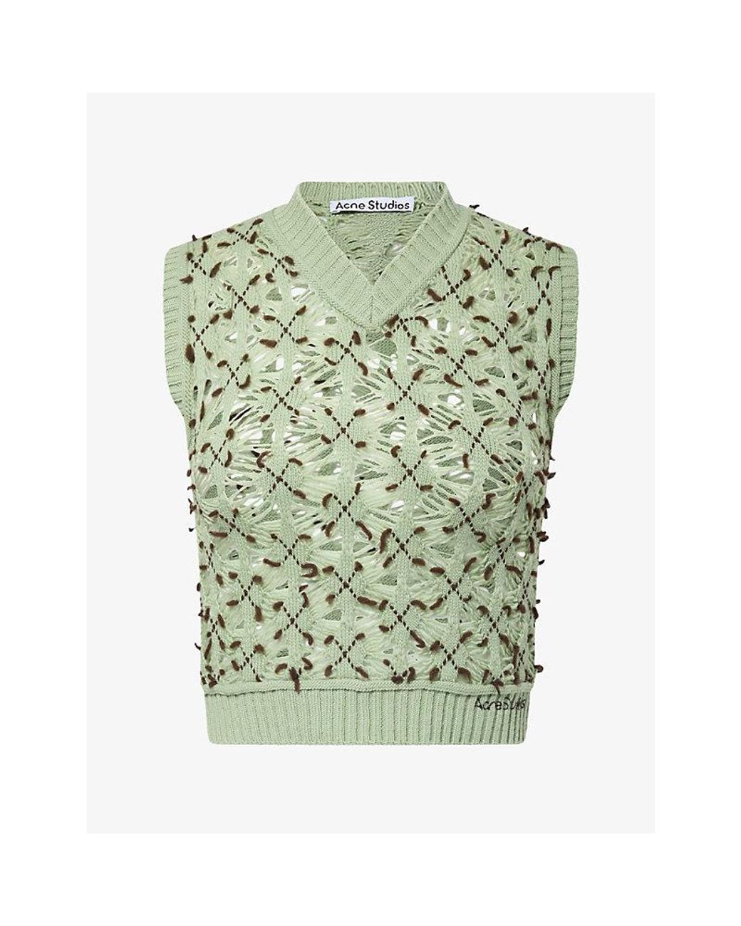 Acne Green Kuedi Argyle Wool Knit Vest