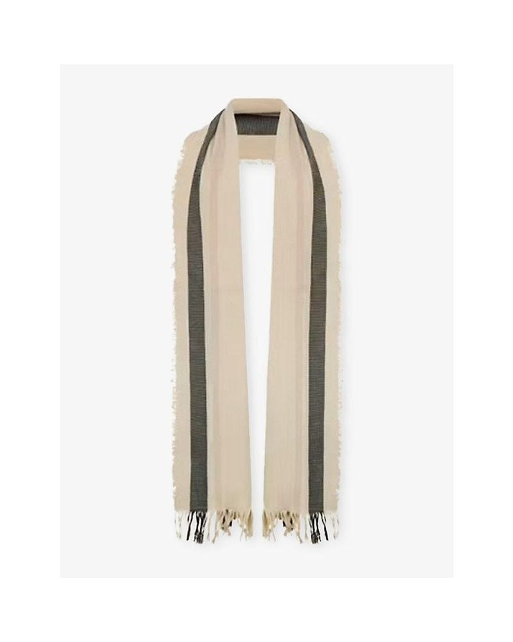 The Row Natural Cadia Striped Cotton And Linen-Blend Scarf