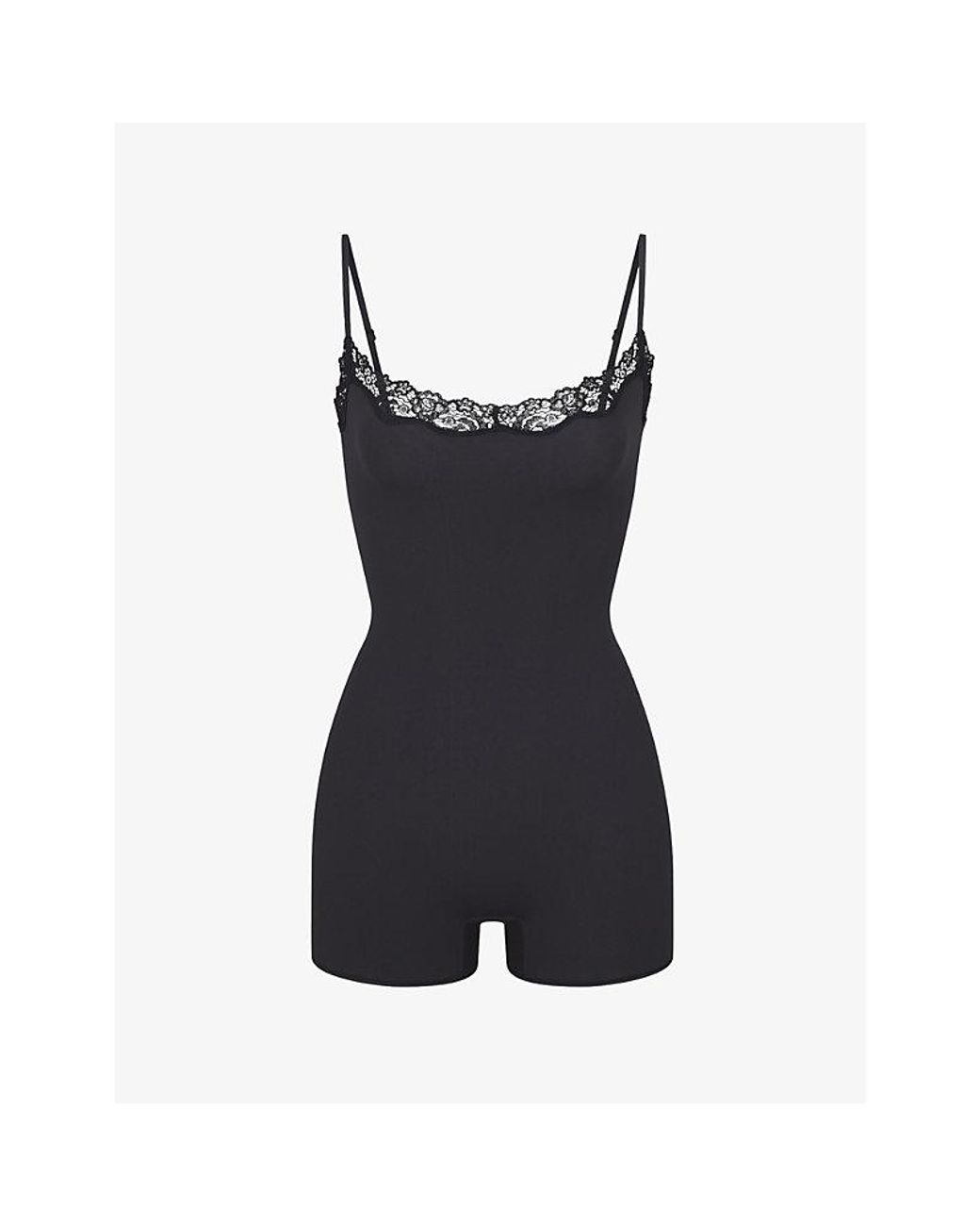 Skims Fits Everybody Lace-trimmed Stretch-woven Jumpsuit X in Black