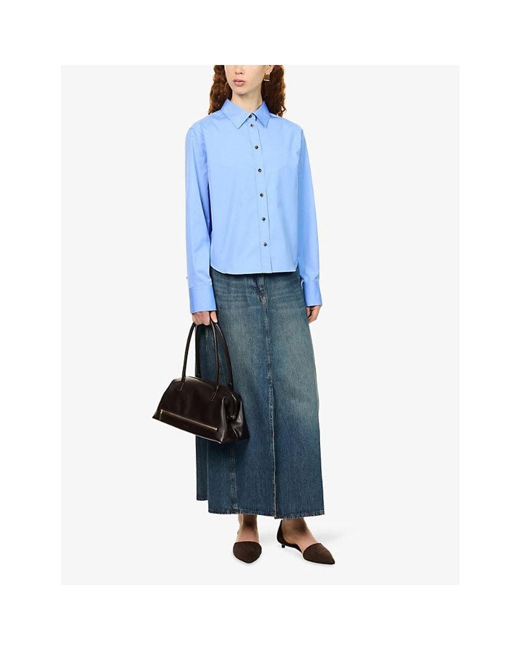 ME+EM Blue Perfectly Proportioned Cotton Poplin Shirt