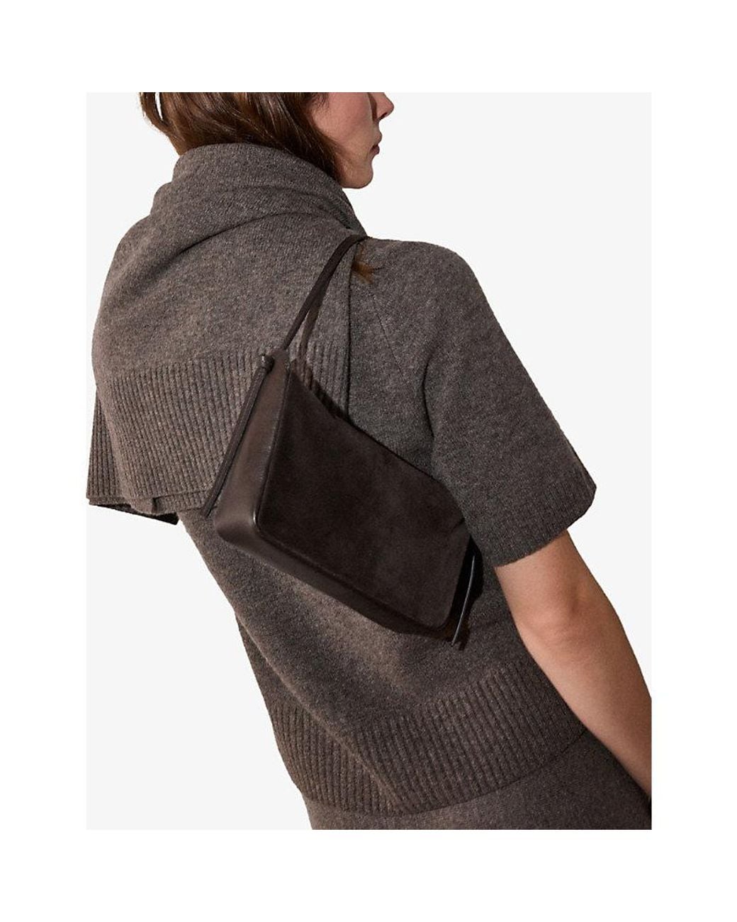 Whistles Black Knot Suede Shoulder Bag