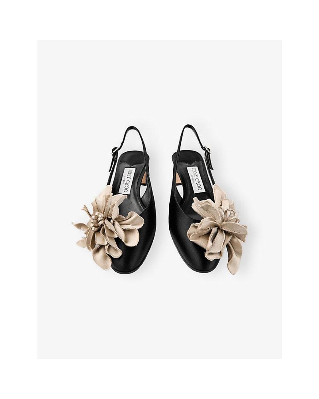Jimmy Choo Black Eyla 45 Slingback Satin Heeled Courts