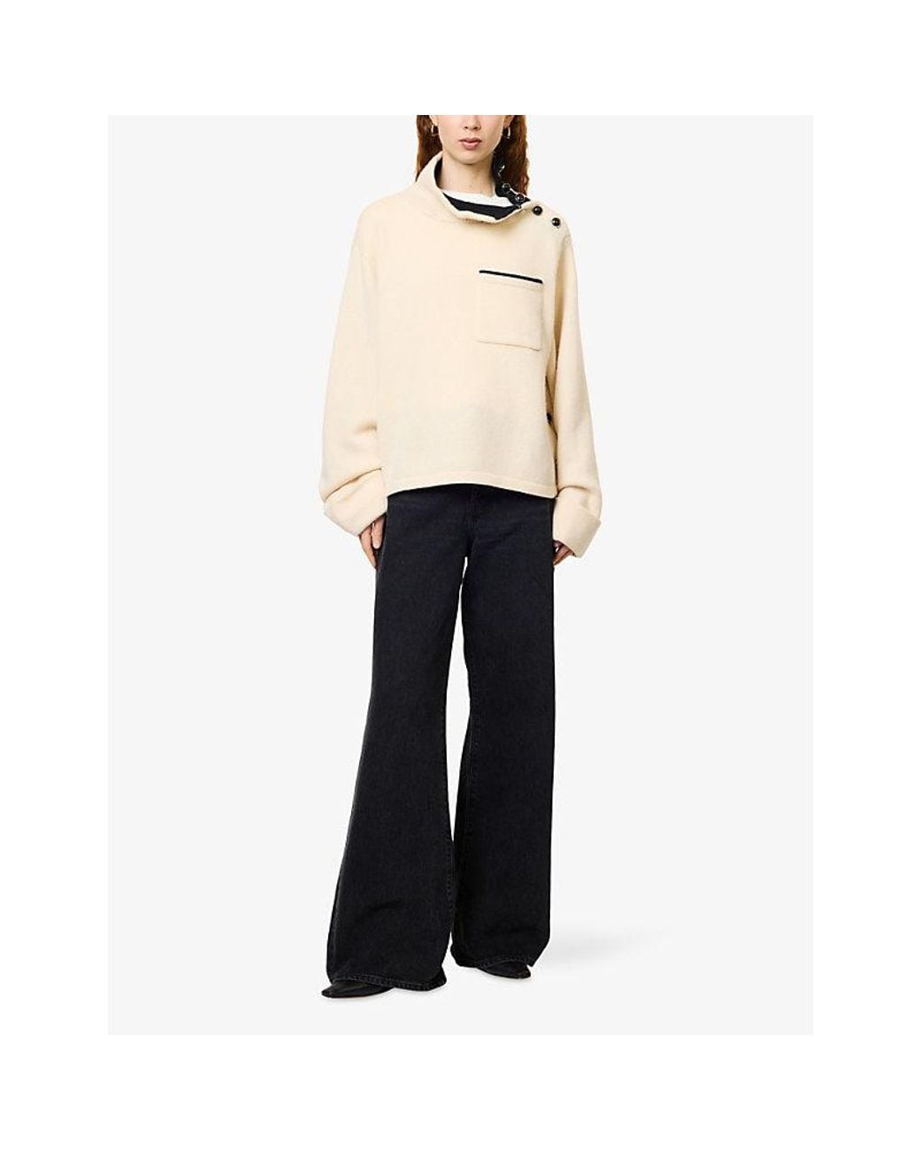 FRAME Natural The Fireside Funnel-Neck Wool Jumper