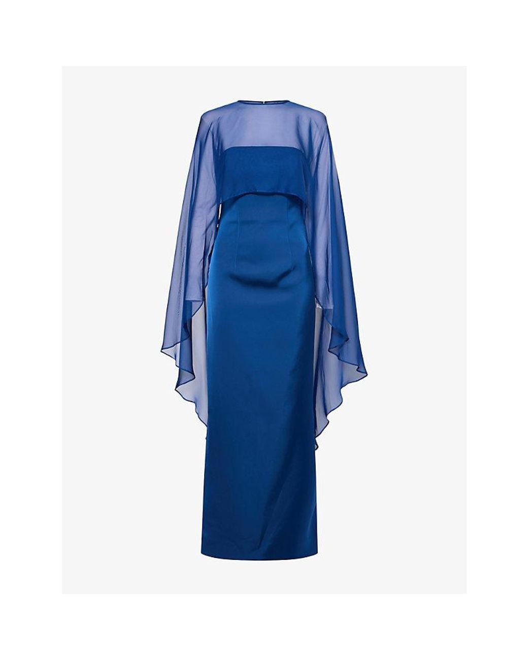 Jonathan Simkhai Blue Fiora Satin Organza Cape Gown