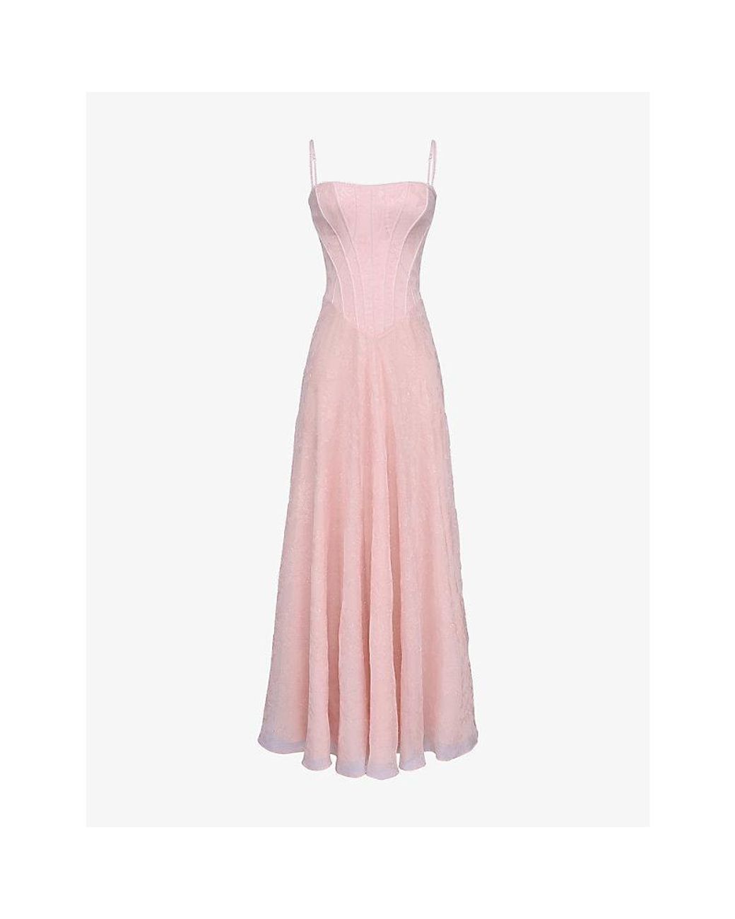 House Of Cb Pink Esme Floral-Pattern Chiffon Maxi Dress Xs (A-C Cup)