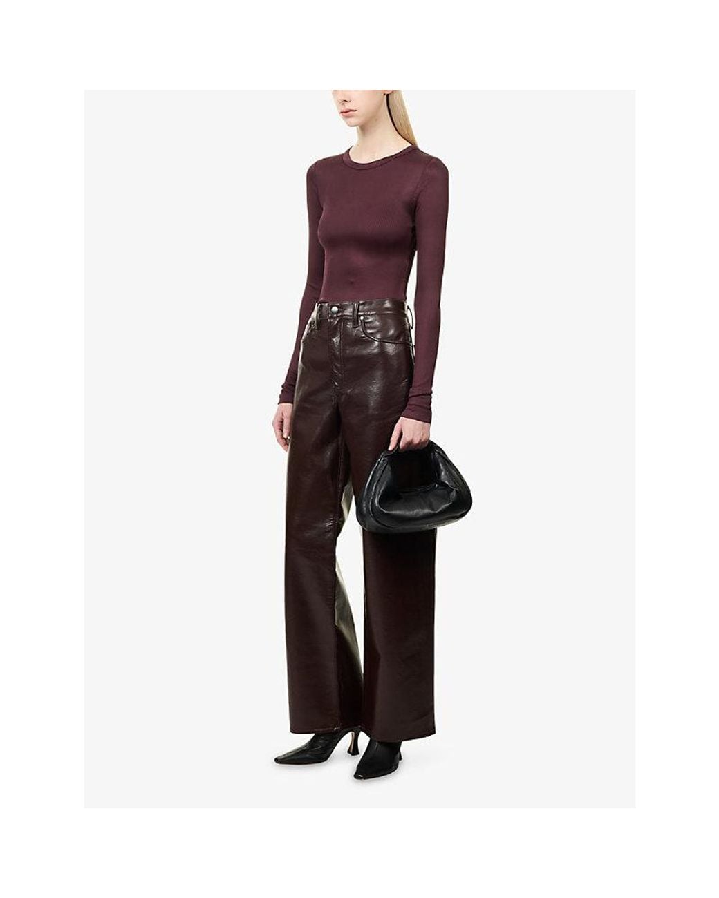 Agolde Brown Arc Leather-Blend Trousers