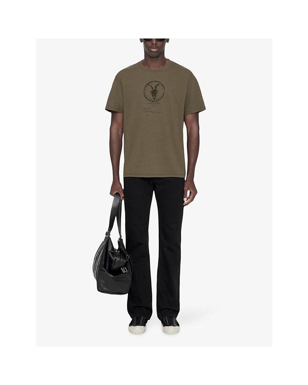 AllSaints Green Tier Logo-Print Cotton T-Shirt for men