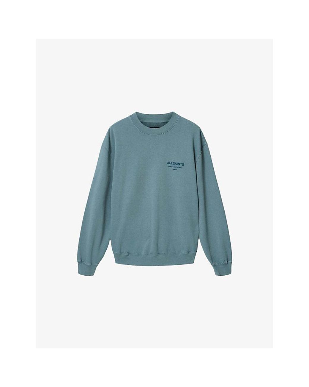 AllSaints Blue Xander Branded-Print Cotton-Jersey Sweatshirt for men