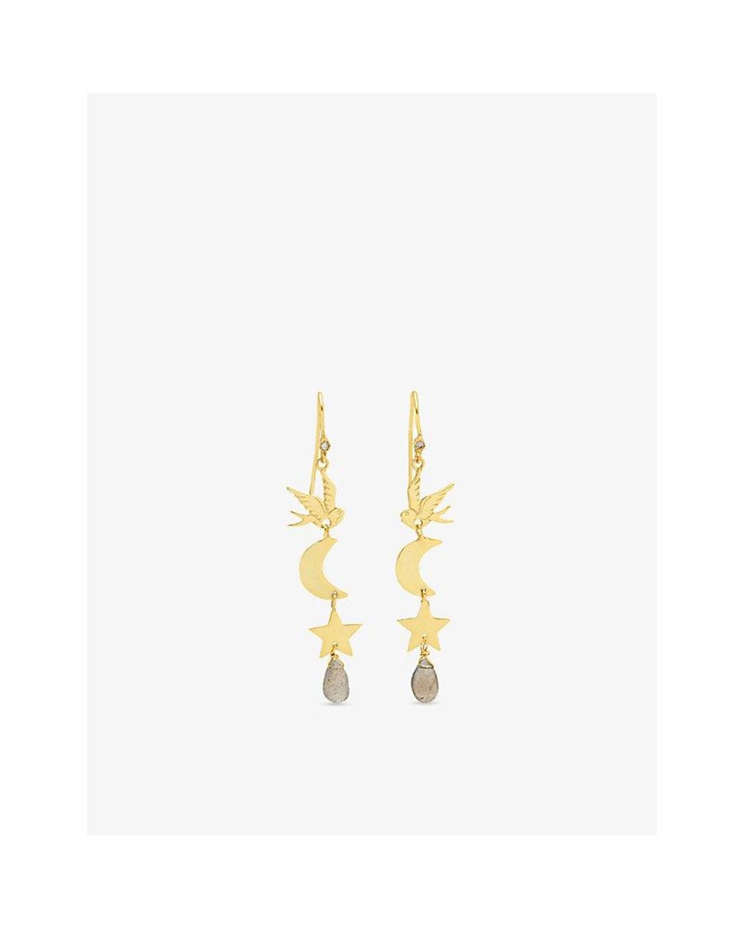 La Maison Du Couturier Metallic Assya London Aphrodite 18Ct Vermeil Labradorite And Cubic Zirconia Earrings