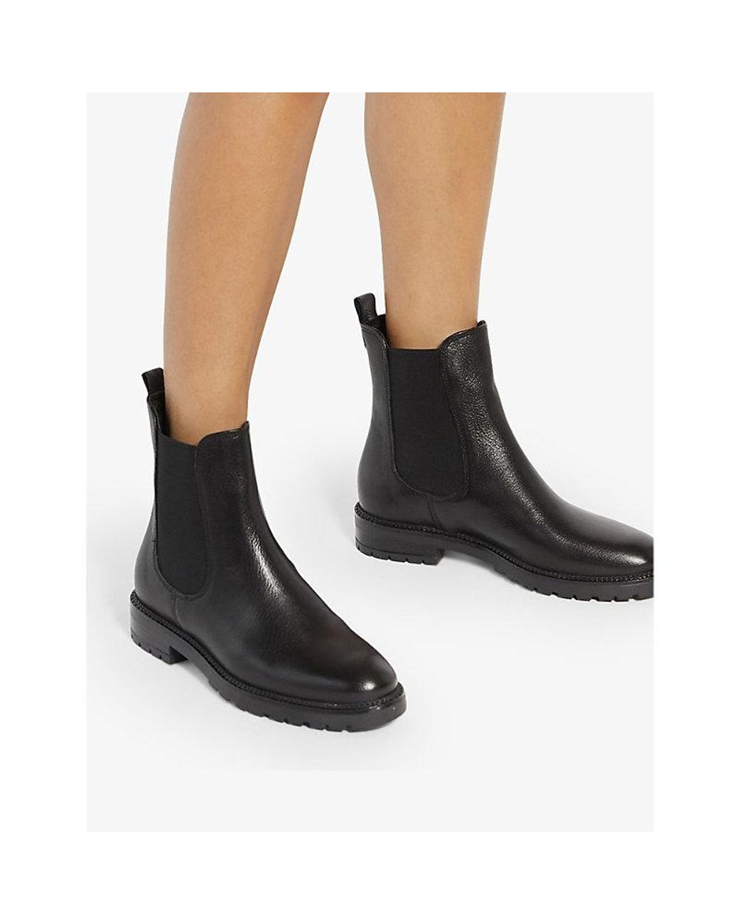 Dune Black Poema Cleated-Sole Leather Chelsea Boots