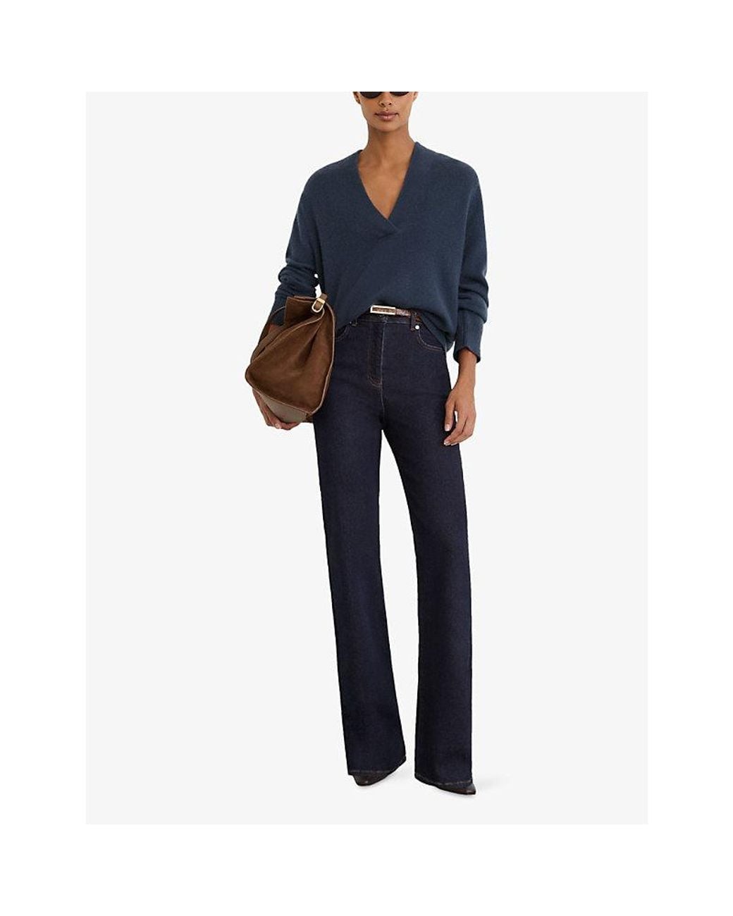 Reiss Blue Andi Bootcut High-Rise Stretch-Denim Jeans