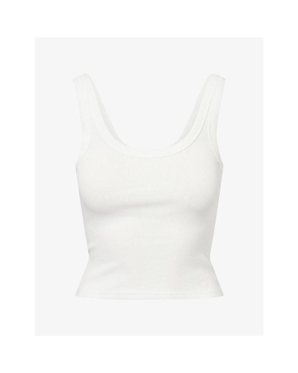 Dissh White Phoebe Scoop-Neck Cotton-Blend Tank Top