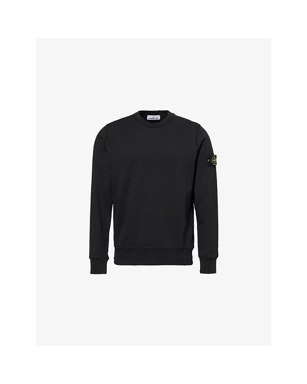 Stone Island Black Crewneck Brand-Badge Cotton-Jersey Sweatshirt for men