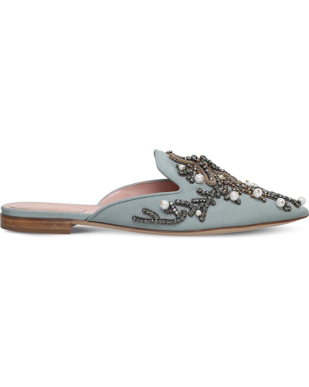 Alberta Ferretti Mia Couture Pearl Embroidered Mules | Lyst Canada