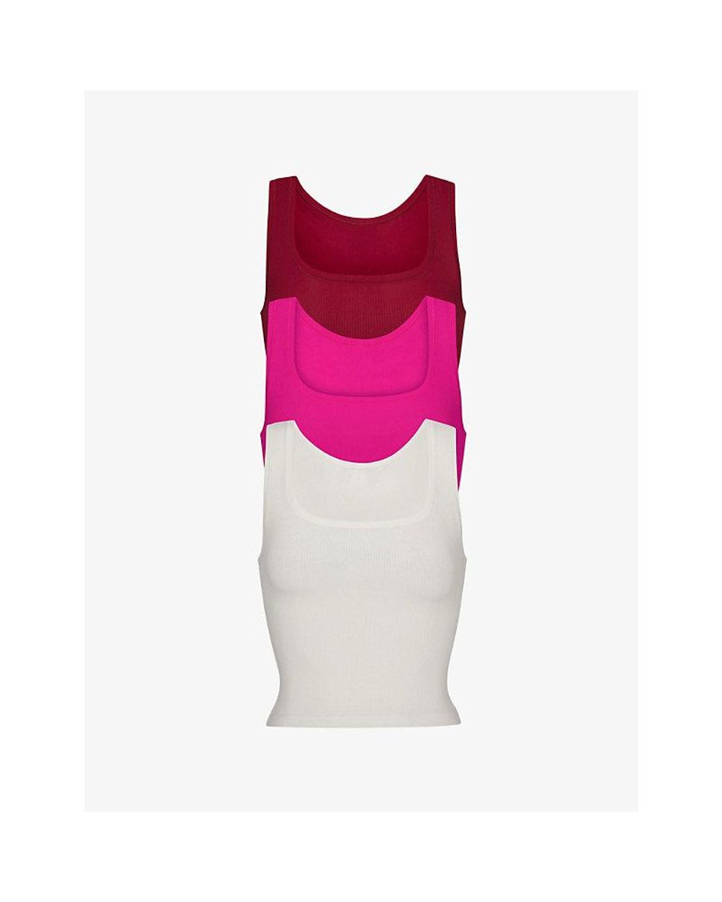 Skims Assorted 3-pack Ribbed Stretch Cotton Tanks In Multi-colour
