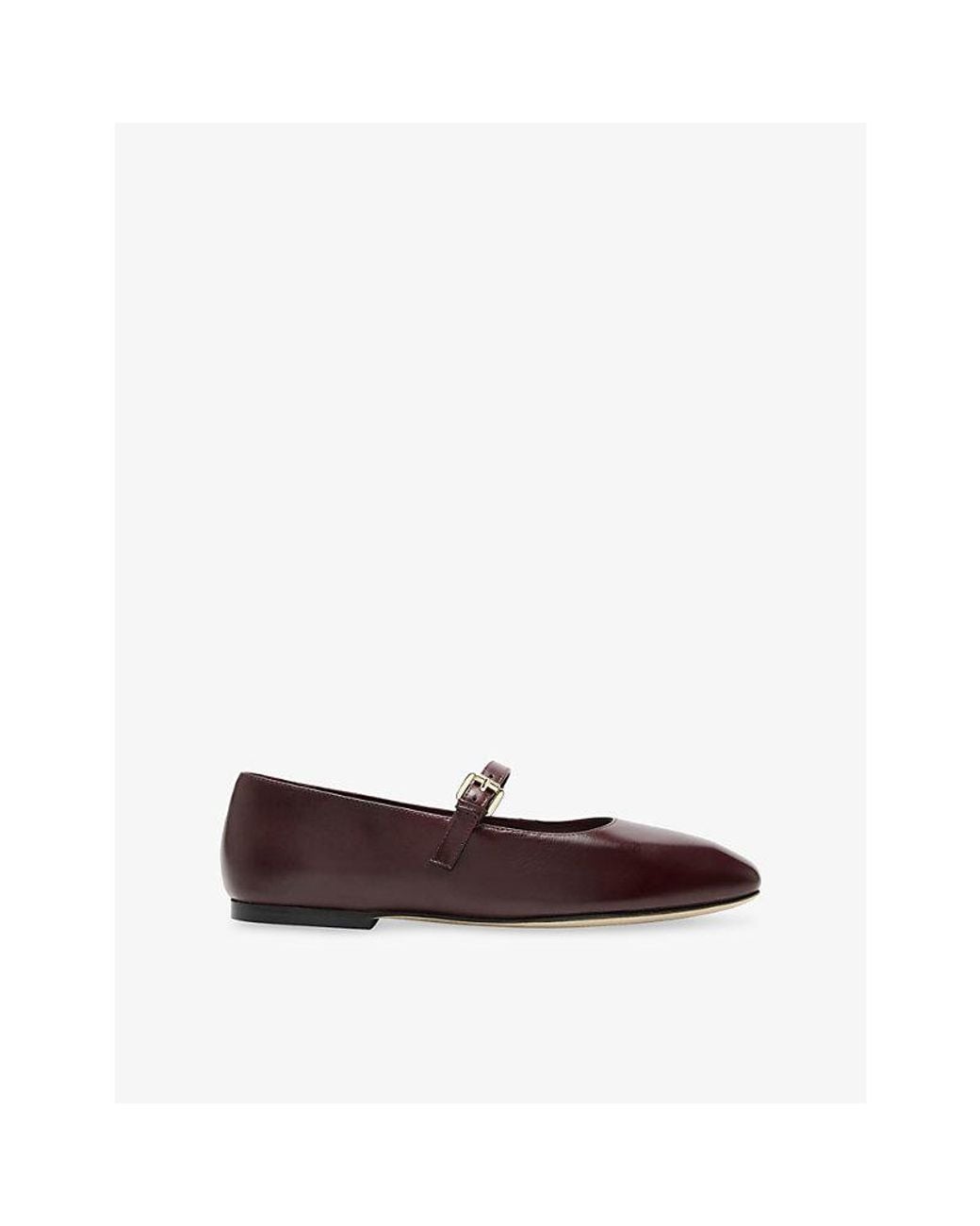 Whistles Brown Mary-Jane Leather Ballet Flats