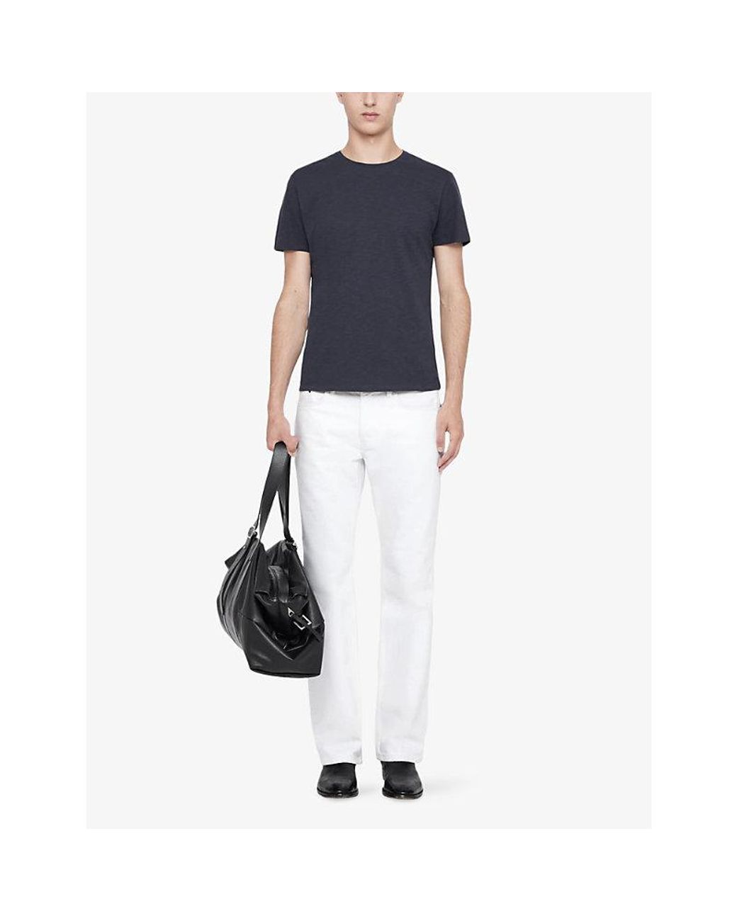 AllSaints Blue Cody Crewneck Slim-Fit Cotton T-Shirt for men