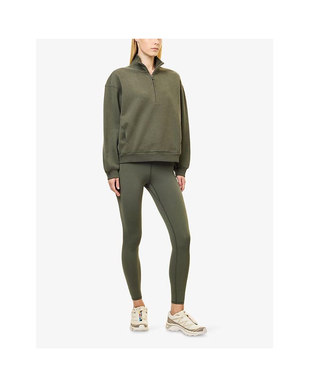 vuori Green Restore Oversized Half-Zip Cotton-Jersey Sweatshirt