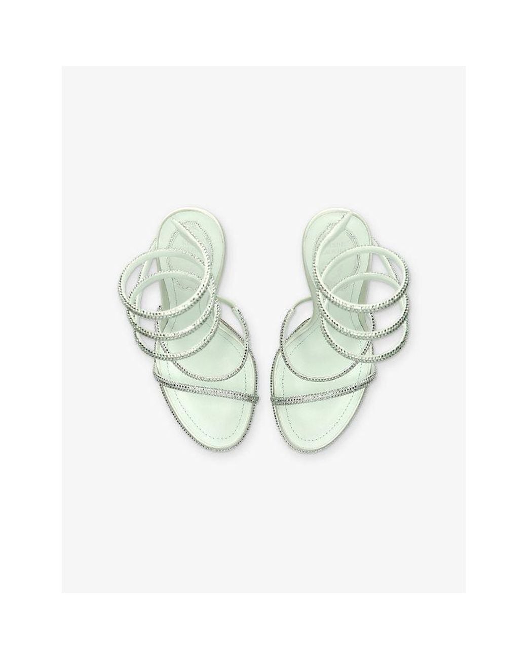 Rene Caovilla White Cleo 105 Satin Heeled Sandals