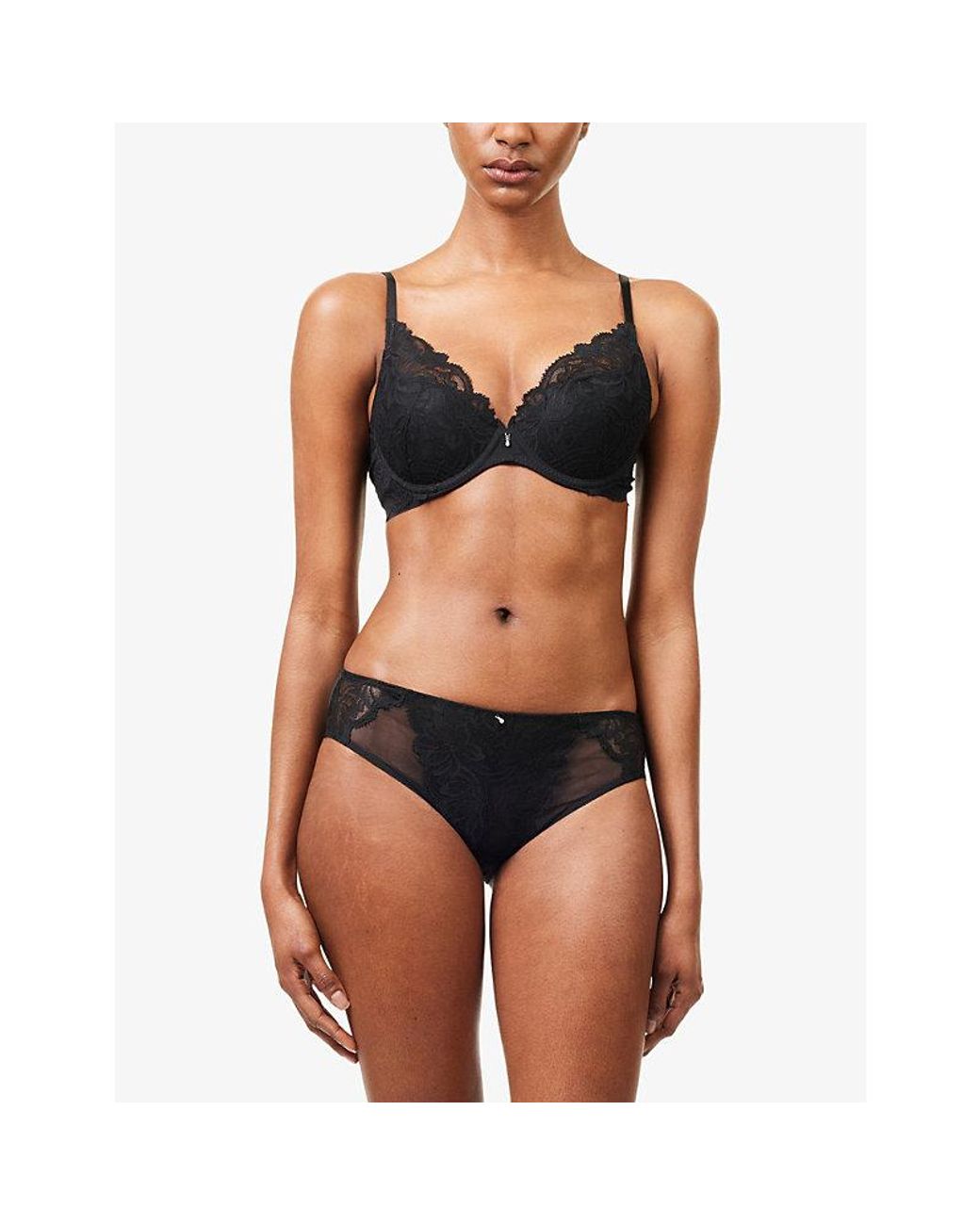 Wacoal Black Abellia Classic Underwire Stretch-Lace Bra