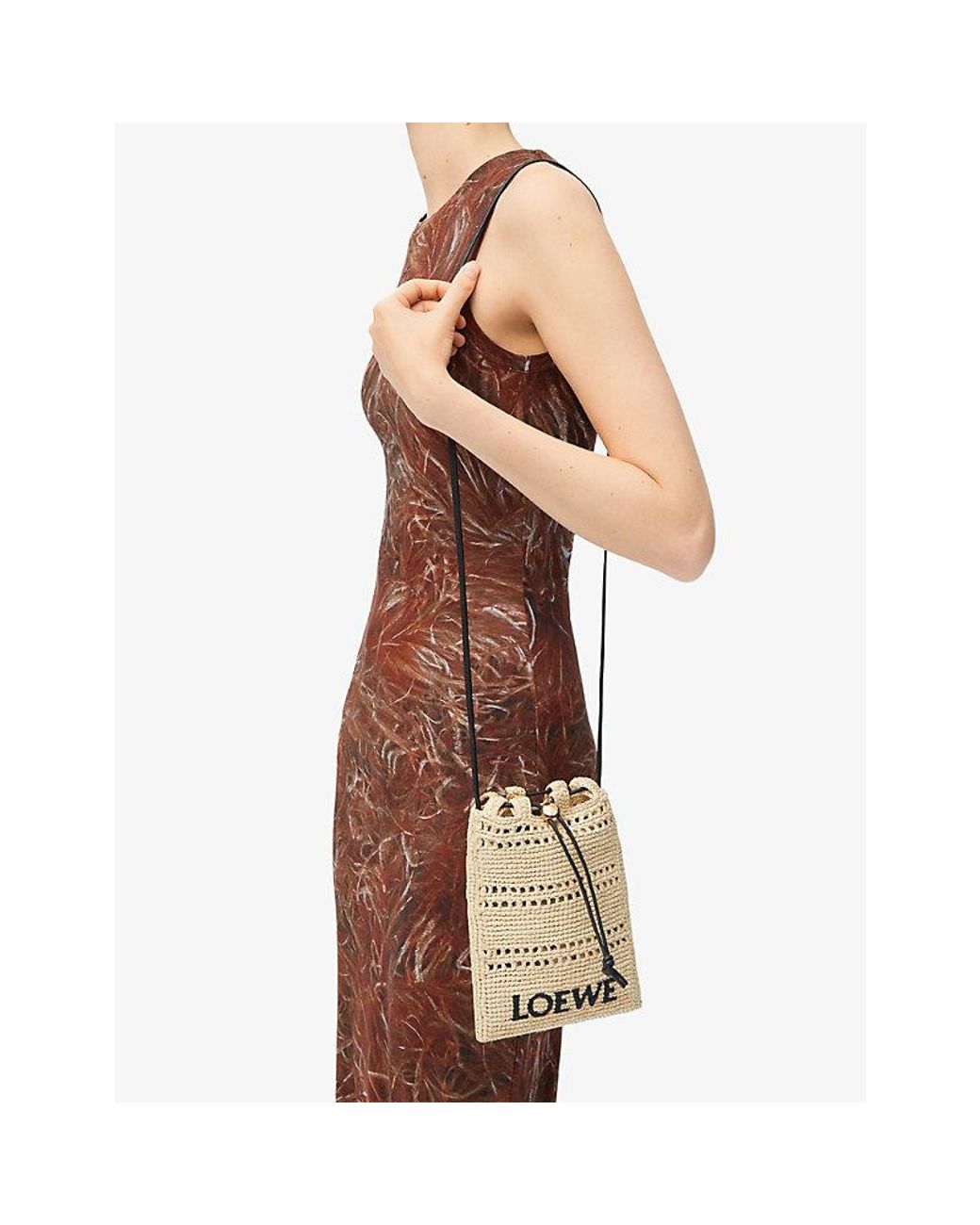 Loewe Natural X Paula's Ibiza Drawstring Pocket Raffia Cross-Body Bag