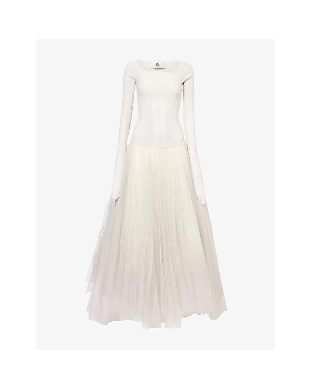 Marc Le Bihan White Textured Silk-Blend Maxi Dress