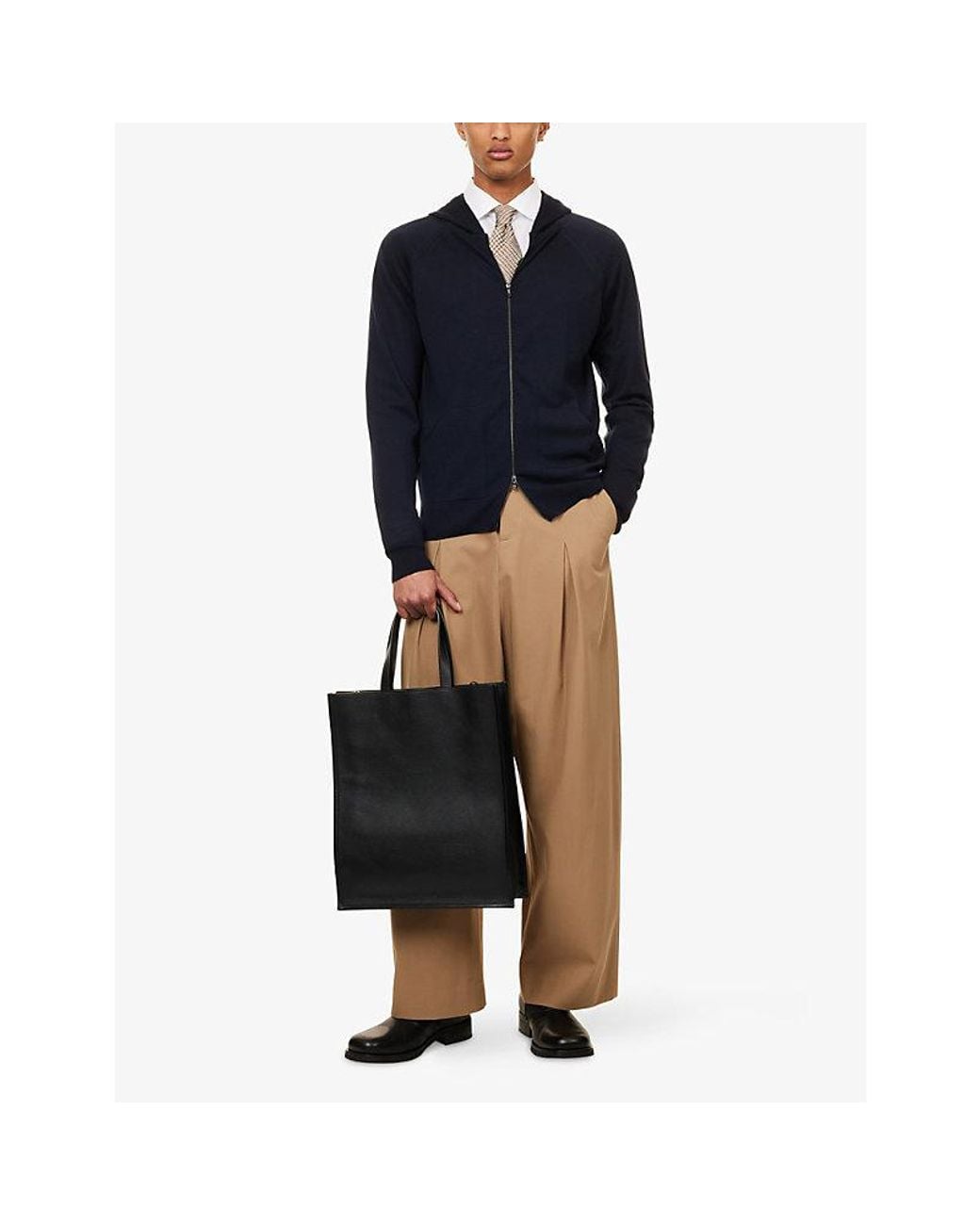 John Smedley Blue Carty Zip-Up Merino-Wool Hoody for men