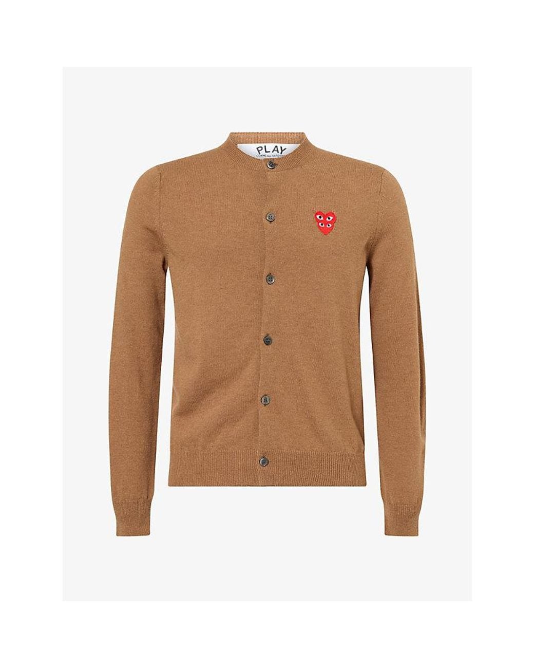 COMME DES GARÇONS PLAY Brown Double Heart Wool Knit Cardigan for men