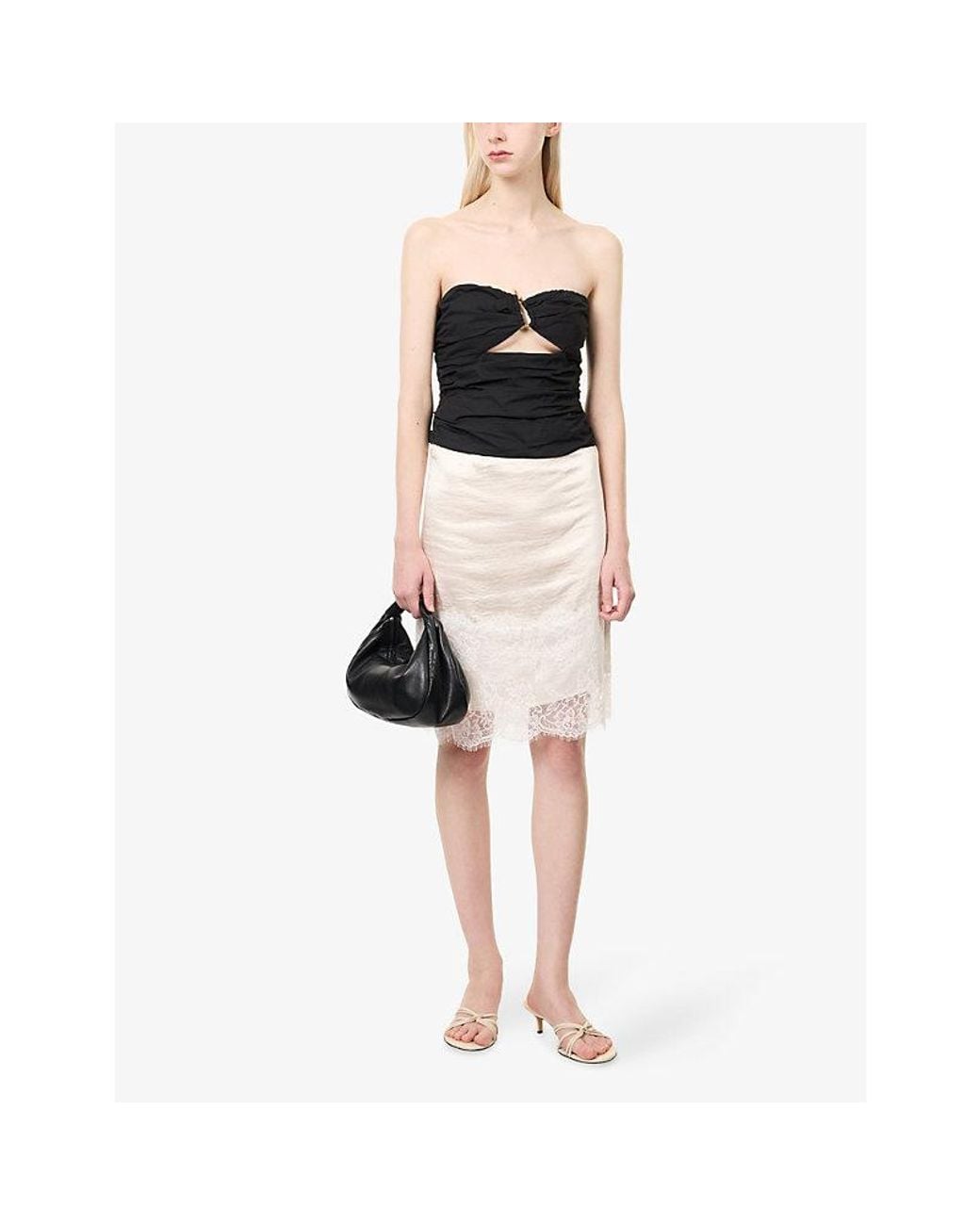 4th & Reckless Blue Sally Cut-Out Hardware Cotton Bandeau Top