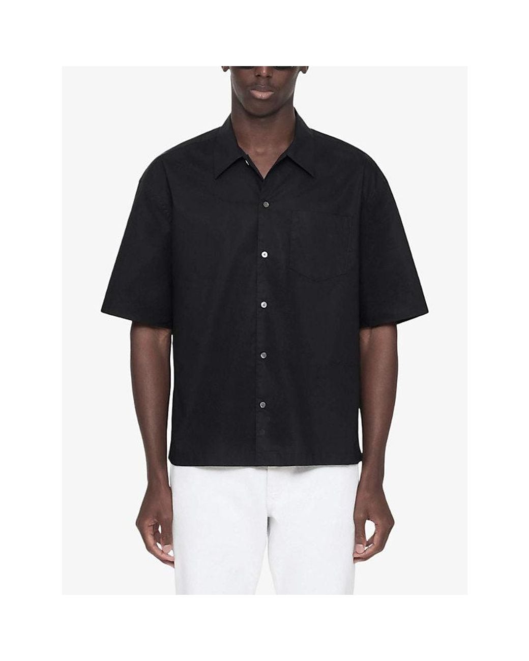 AllSaints Black Maddox Oversized-Fit Cotton-Poplin Shirt for men