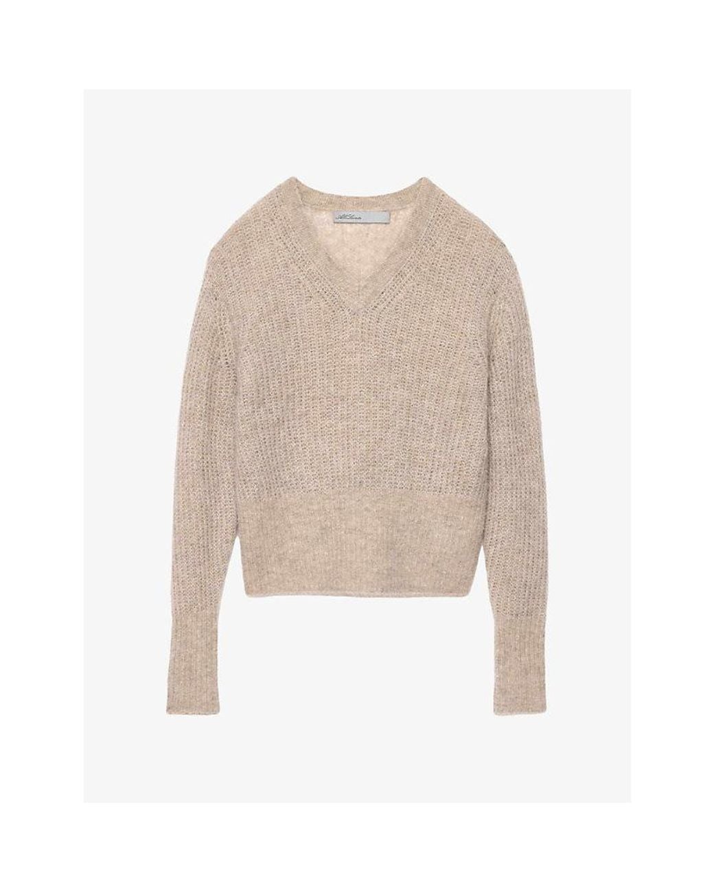 AllSaints Natural Mabel V-Neck Knitted Jumper