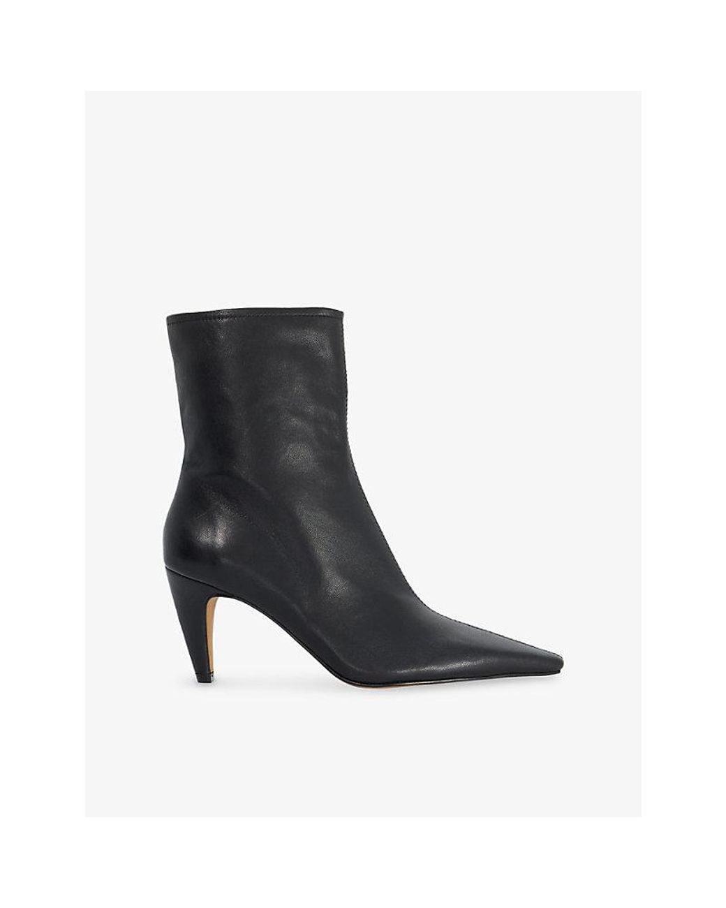 Dune Black Overt Leather Heeled Ankle Boots