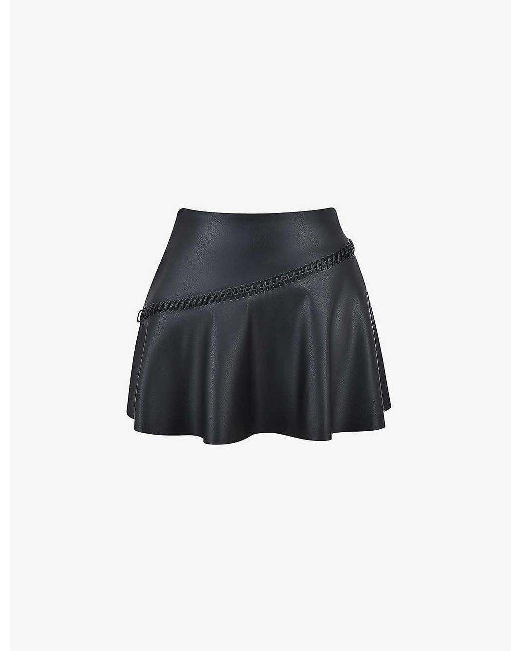 Black and white leather trim skirt cheap