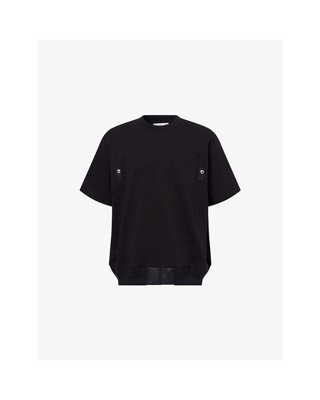 Sacai Black Patch-Pocket Short-Sleeve Cotton T-Shirt for men