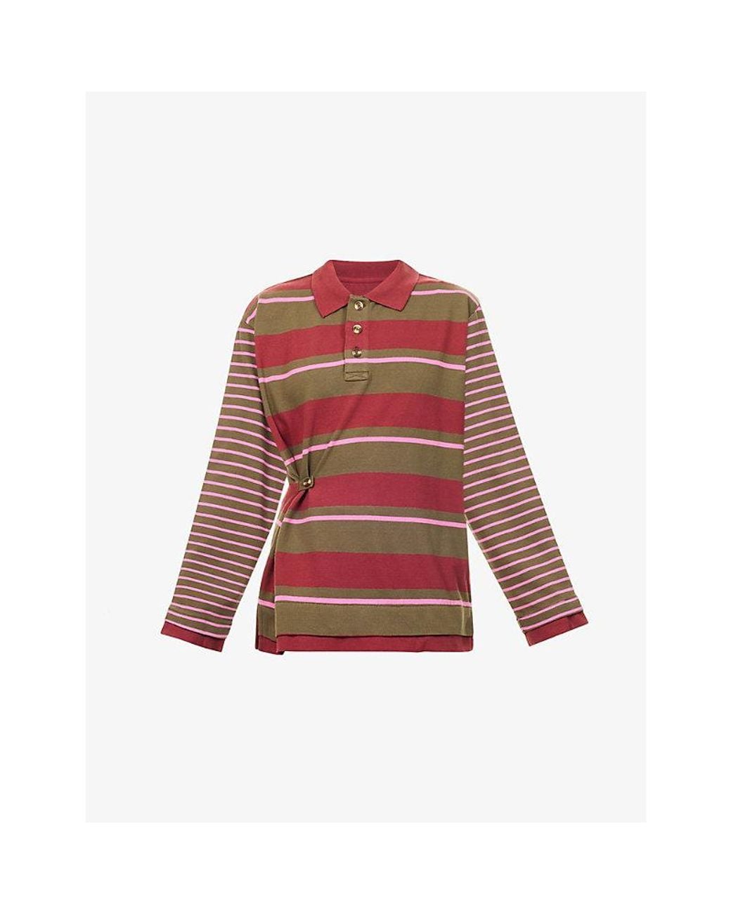 Damson Madder Red Noah Cinched Striped Rugby Cotton Top