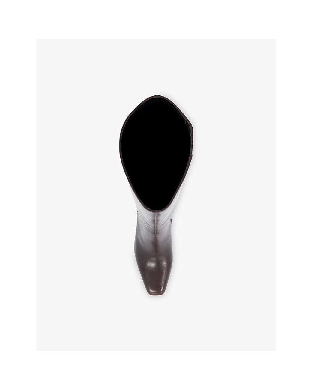 Dune Black Standin Heeled Leather Knee-High Boots