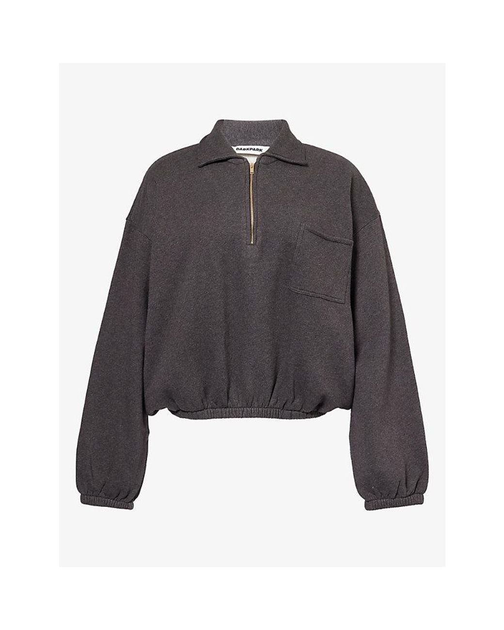 DARKPARK Gray Alva Cropped Half-Zip Cotton Jumper