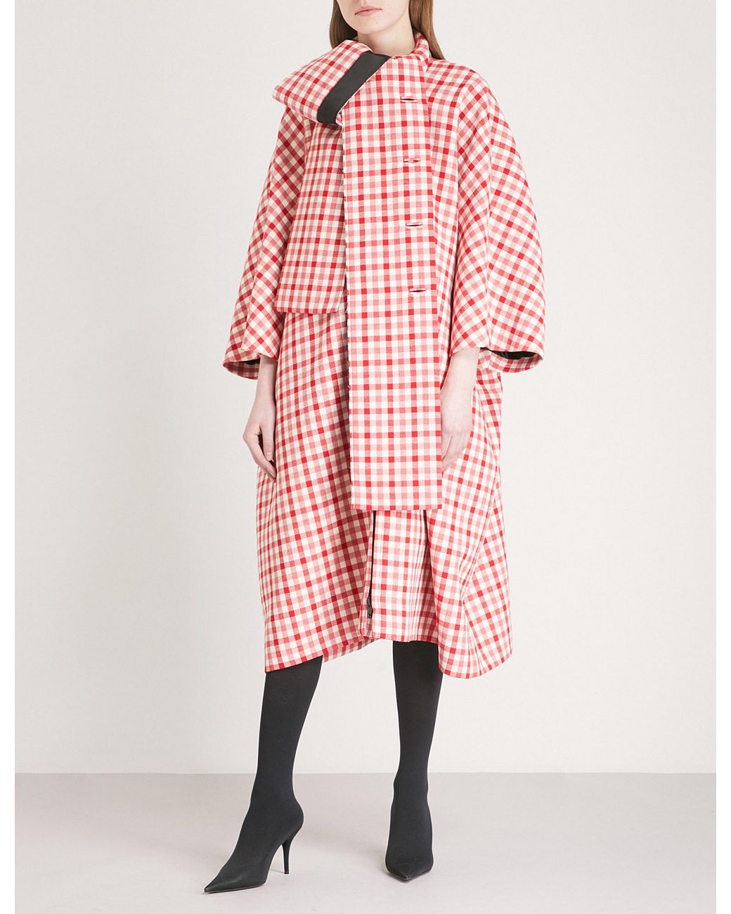 balenciaga checked coat