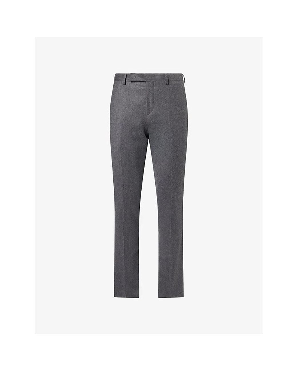 Paul Smith Gray Slim-Fit Flannel Wool And Cashmere-Blend Trousers for men