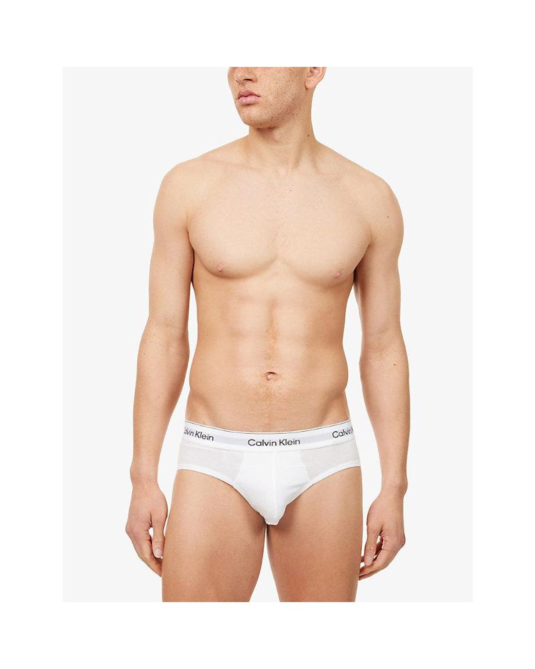 Calvin Klein White Icon Pack Of Three Stretch-Cotton Briefs for men